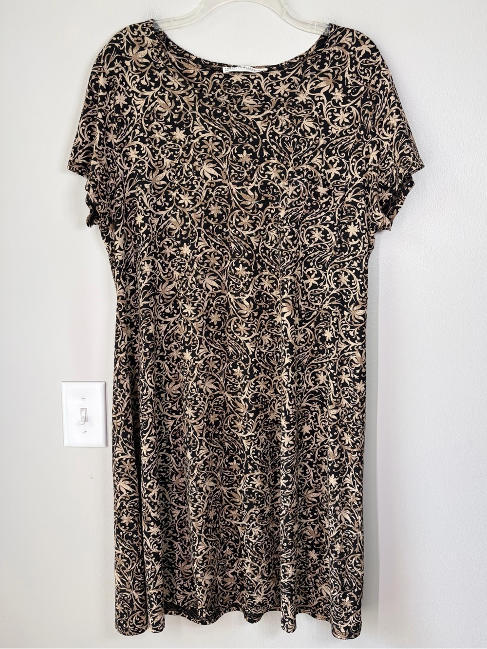 Peruvian Connection Pima Cotton Blend Patterned Relaxed Fit Short Sleeve Dress